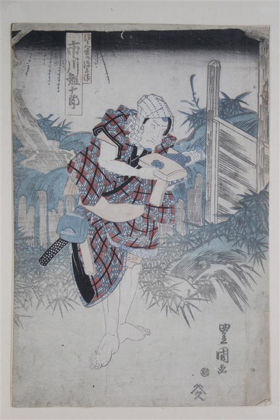 Toyoshige Samurai,  & 7 other woodblock prints - unframed.